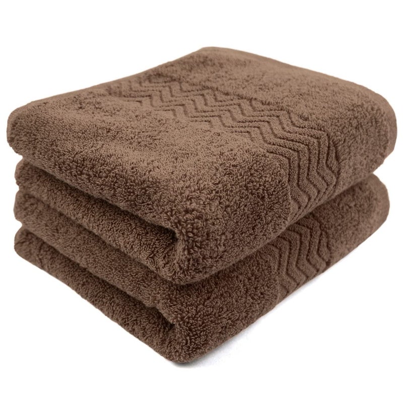 Cleanbear Bathroom Hand Towels, 100% Cotton Face Towels, 13 x 28 Inches (Brown) - Image 1